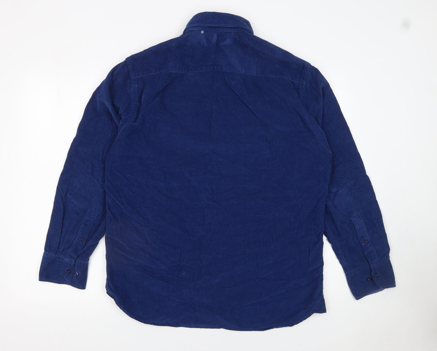 Samuel Windsor Men Blue Corduroy Long Sleeve Button-Up Shirt Size M