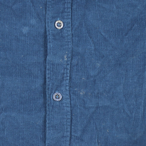 Samuel Windsor Men Blue Corduroy Long Sleeve Button-Up Shirt Size M