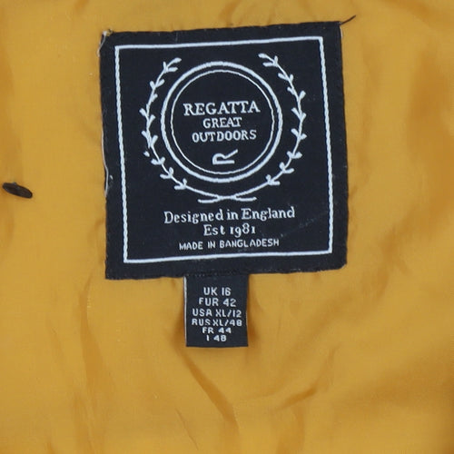 Regatta Women Mustard Puffer Jacket Hooded Faux Fur Trim UK 16