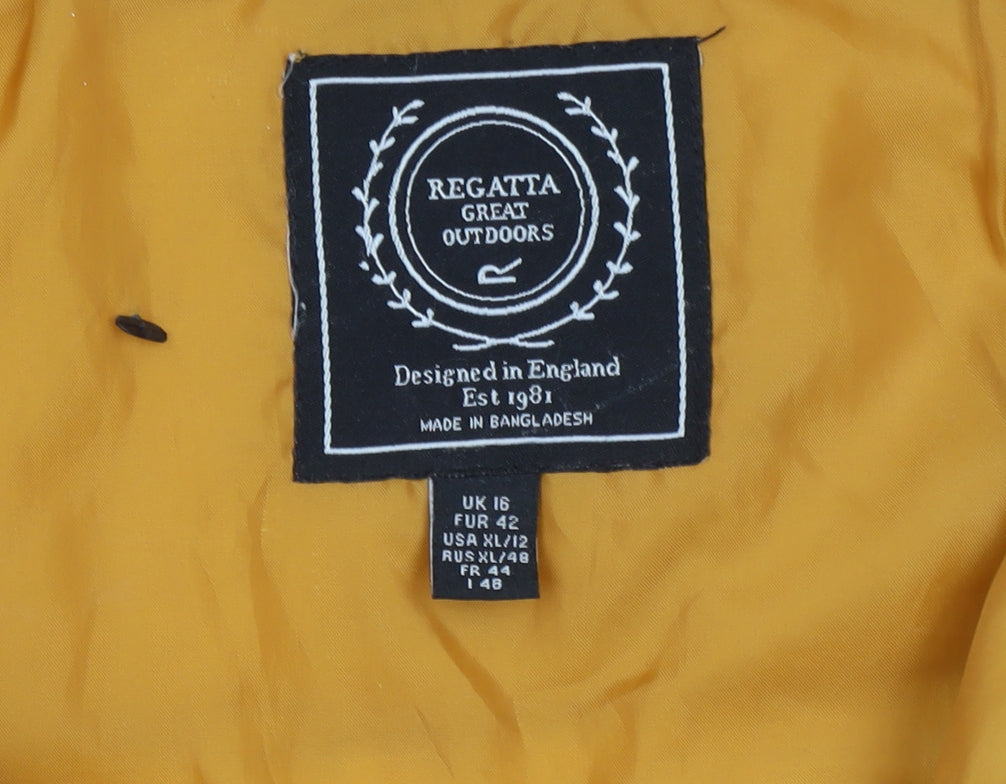 Regatta Women Mustard Puffer Jacket Hooded Faux Fur Trim UK 16