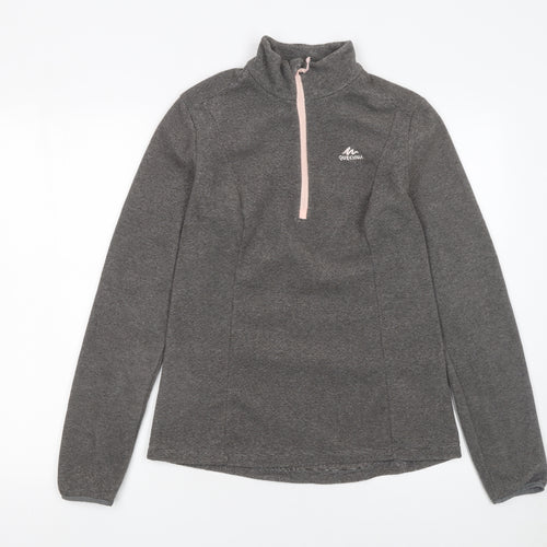 Quechua Women's Grey Fleece 1/2 Zip Pullover Sweatshirt Size S