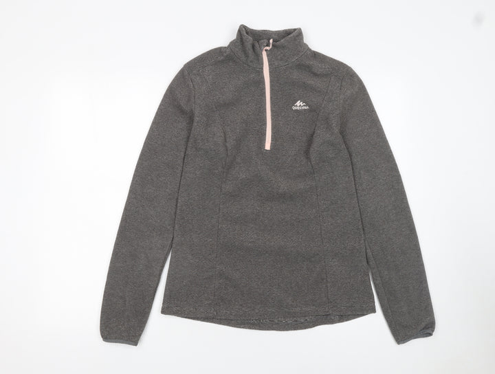 Quechua Women's Grey Fleece 1/2 Zip Pullover Sweatshirt Size S