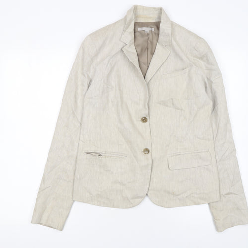 Gap Women Beige Linen Blend Two-Button Blazer UK 10