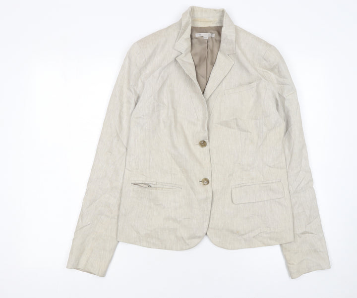 Gap Women Beige Linen Blend Two-Button Blazer UK 10