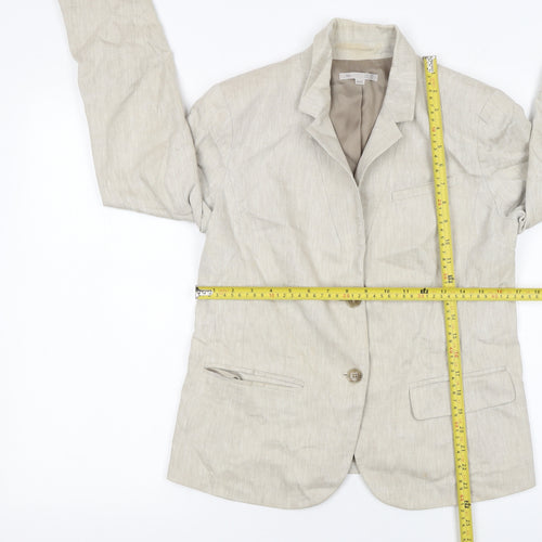 Gap Women Beige Linen Blend Two-Button Blazer UK 10
