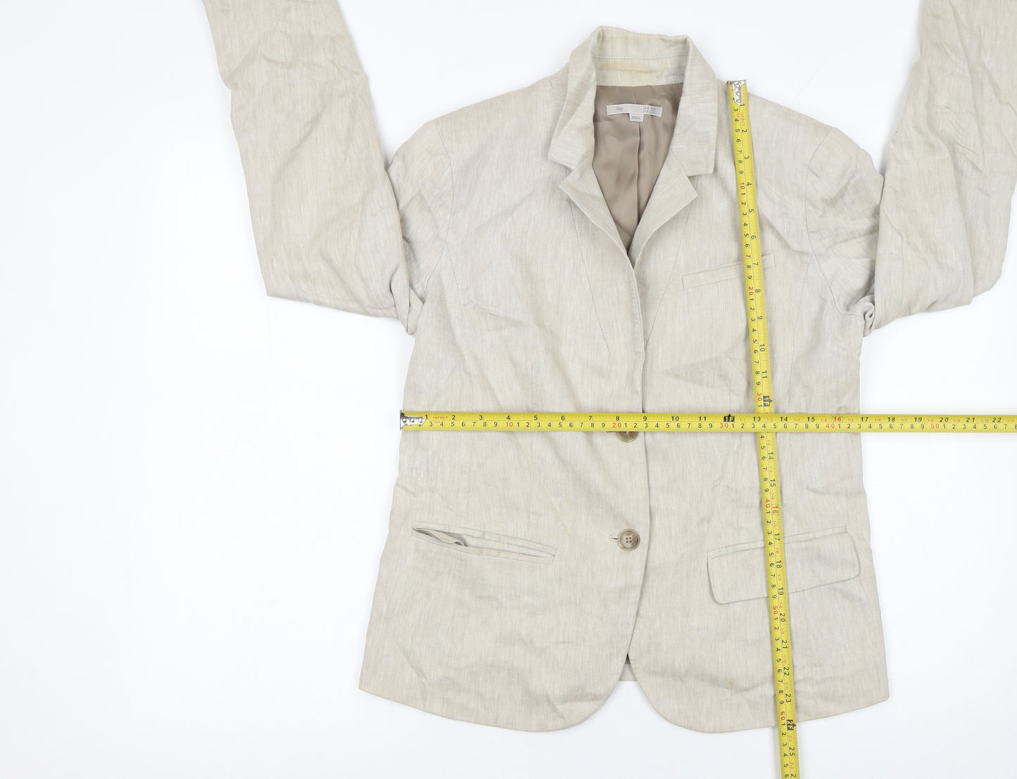 Gap Women Beige Linen Blend Two-Button Blazer UK 10