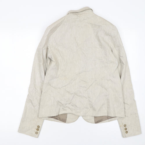 Gap Women Beige Linen Blend Two-Button Blazer UK 10