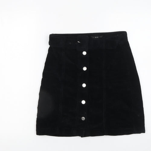 F&F Women's Black Corduroy A-Line Mini Skirt Size 6