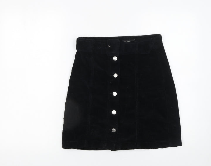 F&F Women's Black Corduroy A-Line Mini Skirt Size 6