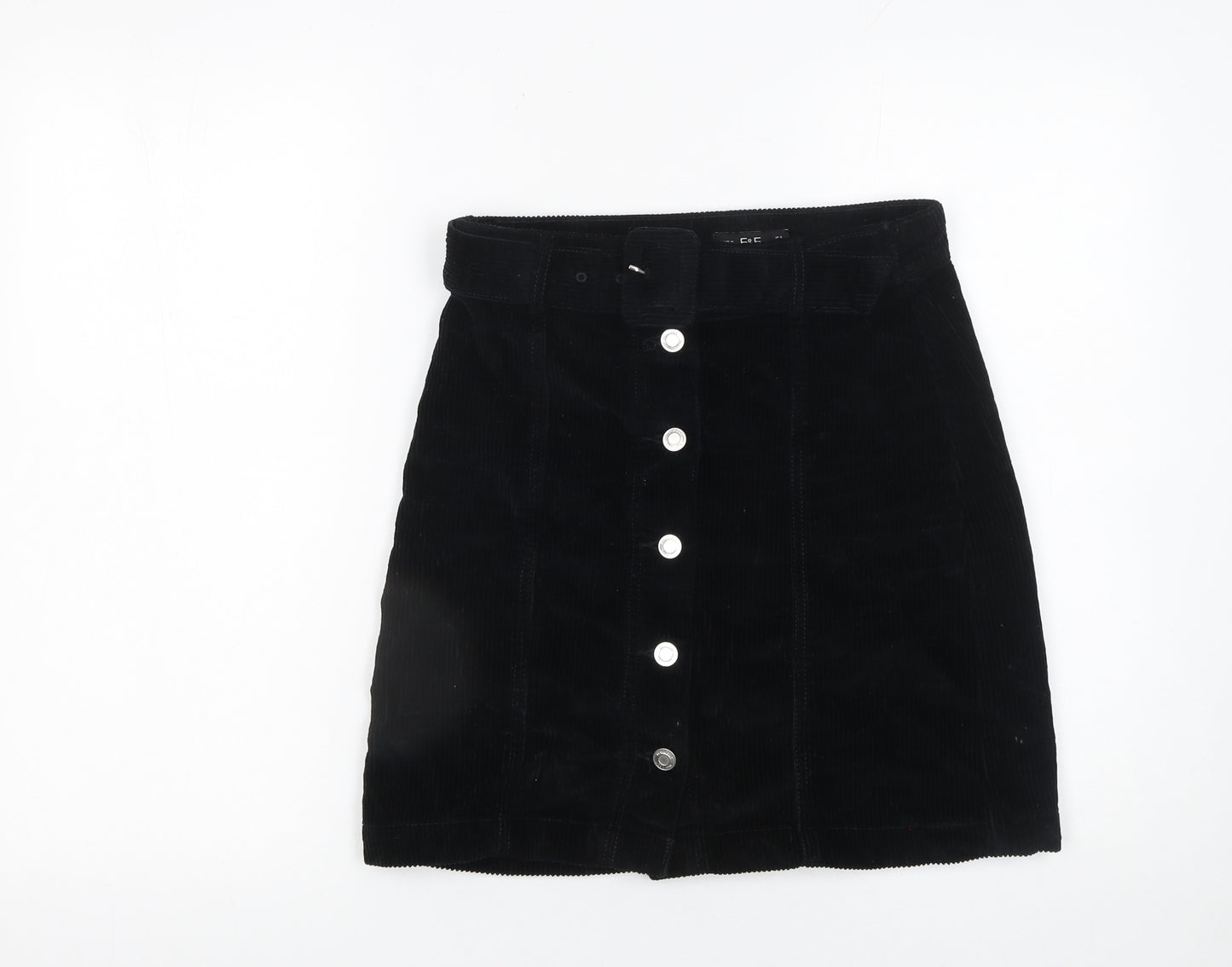 F&F Women's Black Corduroy A-Line Mini Skirt Size 6