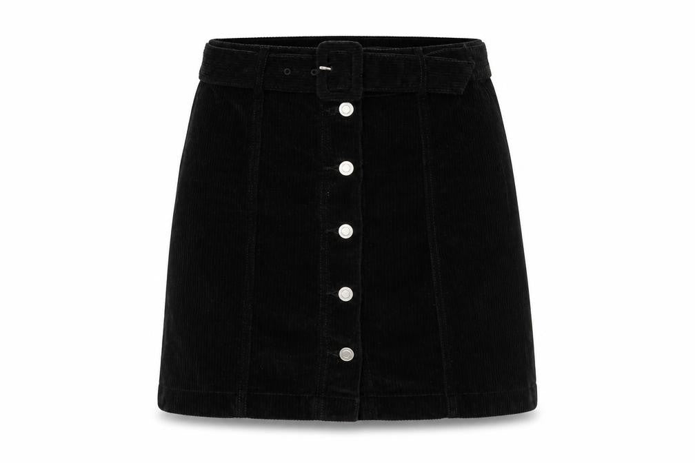 F&F Women's Black Corduroy A-Line Mini Skirt Size 6
