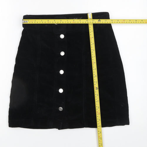 F&F Women's Black Corduroy A-Line Mini Skirt Size 6