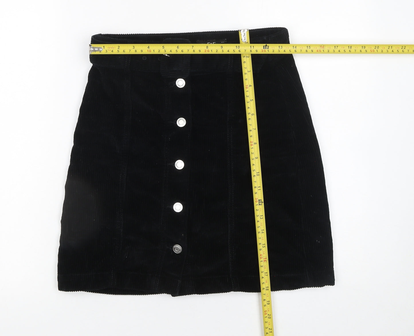 F&F Women's Black Corduroy A-Line Mini Skirt Size 6