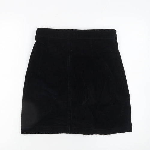 F&F Women's Black Corduroy A-Line Mini Skirt Size 6