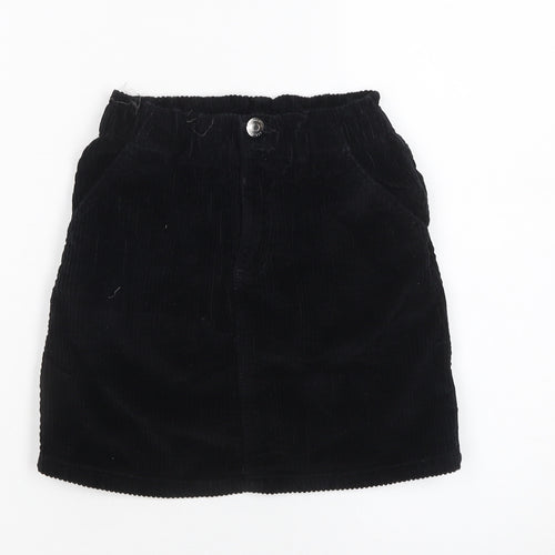 George Girls Black Corduroy Short Skirt 6-7 Years Elastic Waist