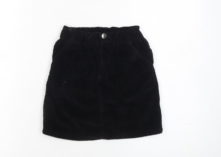 George Girls Black Corduroy Short Skirt 6-7 Years Elastic Waist