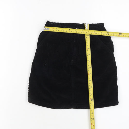 George Girls Black Corduroy Short Skirt 6-7 Years Elastic Waist