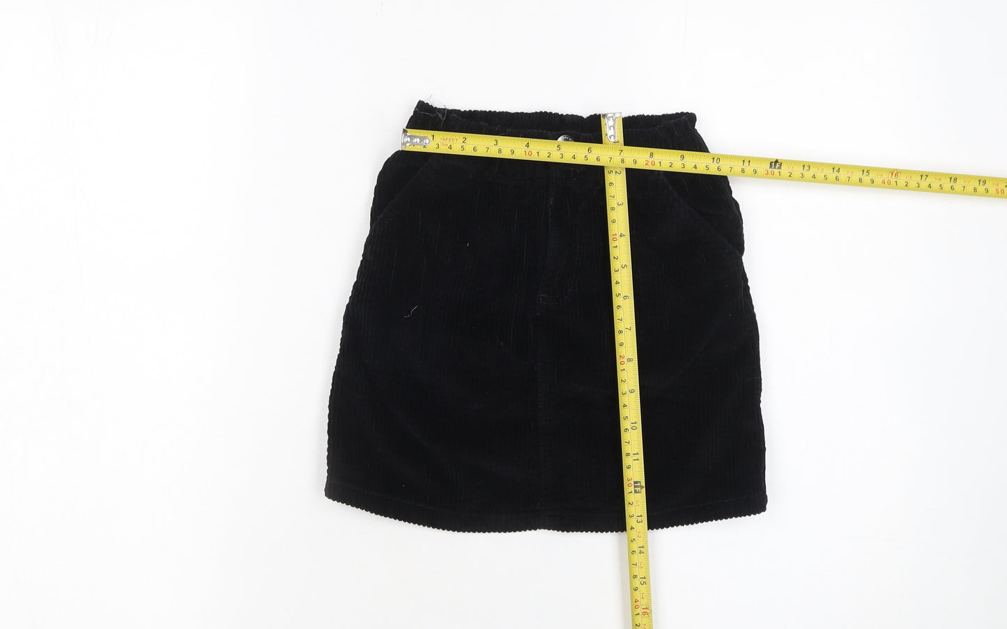 George Girls Black Corduroy Short Skirt 6-7 Years Elastic Waist