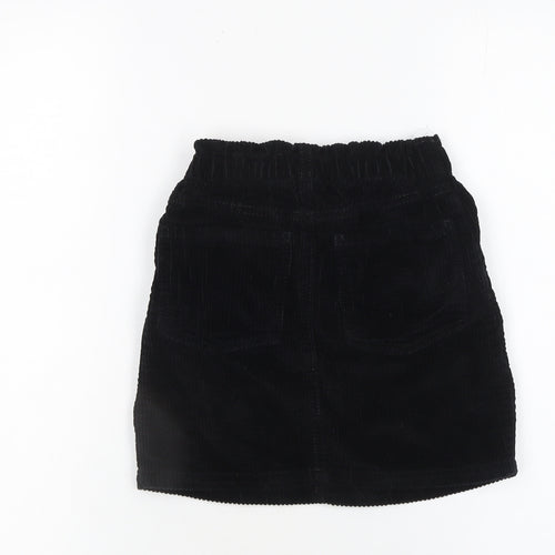 George Girls Black Corduroy Short Skirt 6-7 Years Elastic Waist
