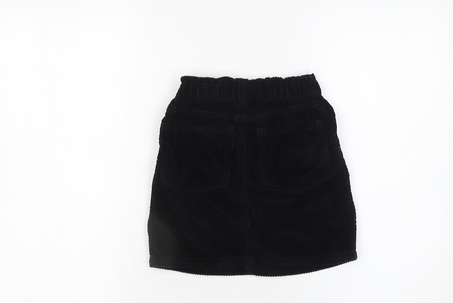 George Girls Black Corduroy Short Skirt 6-7 Years Elastic Waist
