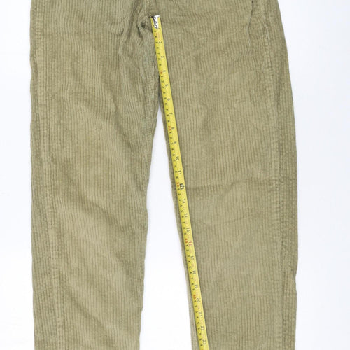 ASOS Design Women’s Khaki Corduroy Straight Trousers Size 8 Cotton Blend