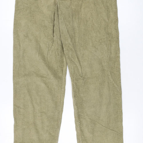 ASOS Design Women’s Khaki Corduroy Straight Trousers Size 8 Cotton Blend