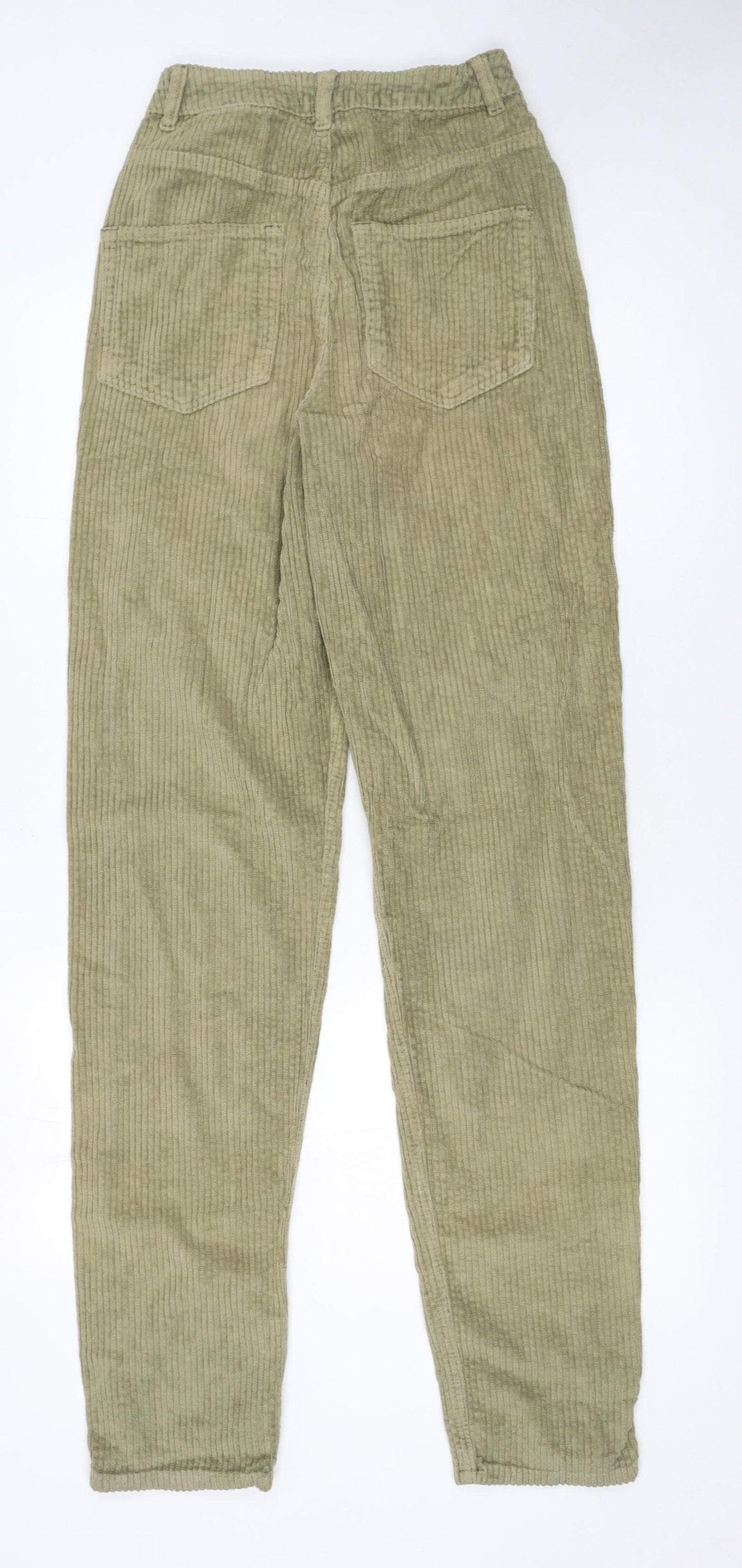 ASOS Design Women’s Khaki Corduroy Straight Trousers Size 8 Cotton Blend