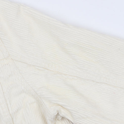 H&M Women Ivory Corduroy Basic Jacket Size M Button-Up Casual