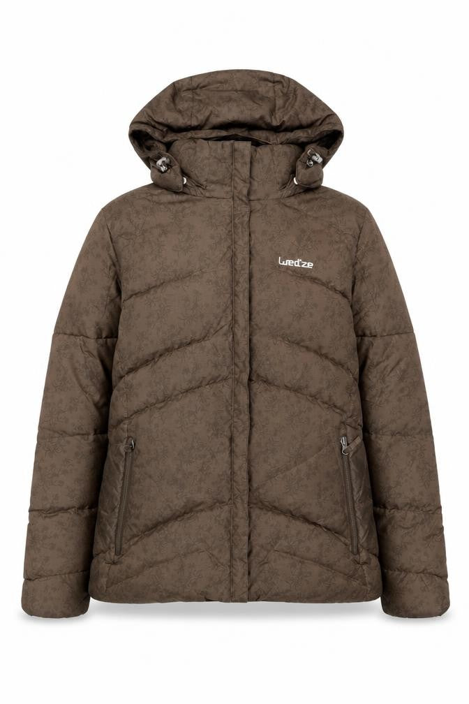 Wedze Women Brown Hooded Puffer Jacket Size 12 Winter Coat