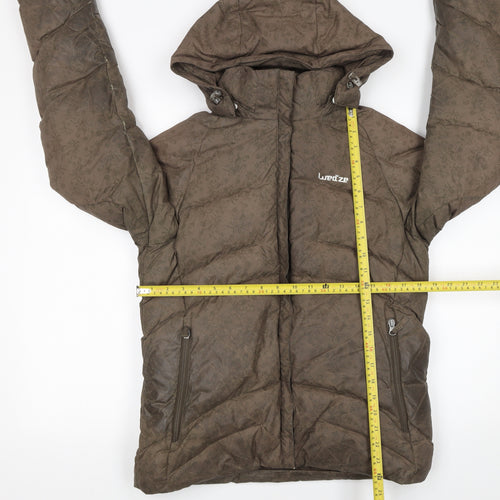 Wedze Women Brown Hooded Puffer Jacket Size 12 Winter Coat