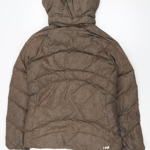 Wedze Women Brown Hooded Puffer Jacket Size 12 Winter Coat