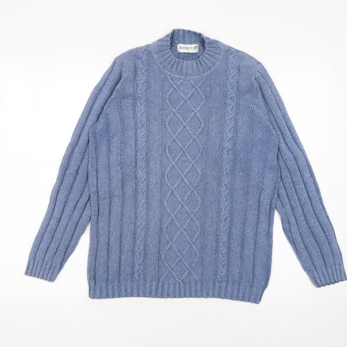 Jumper Women’s Blue Cotton Cable-Knit Crew Neck Pullover S