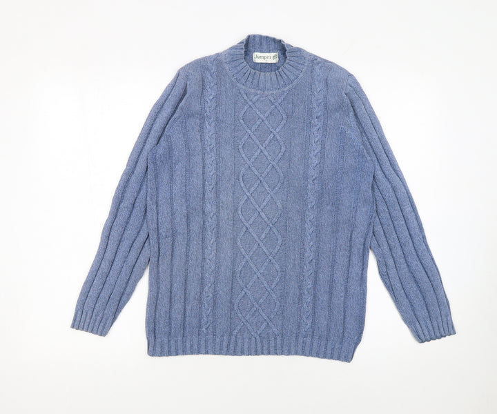 Jumper Women’s Blue Cotton Cable-Knit Crew Neck Pullover S