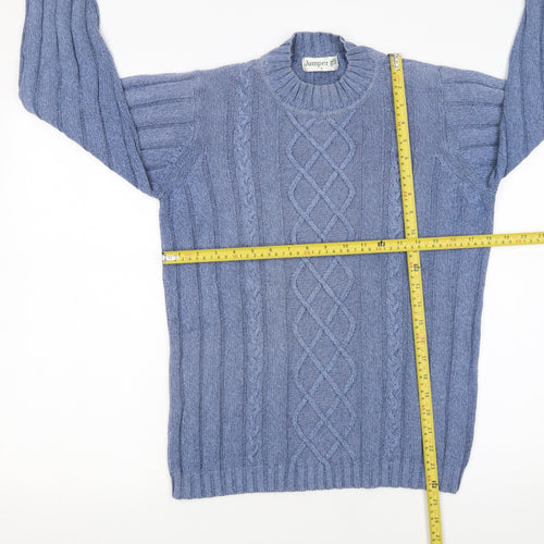Jumper Women’s Blue Cotton Cable-Knit Crew Neck Pullover S