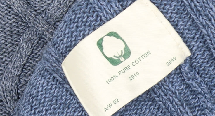 Jumper Women’s Blue Cotton Cable-Knit Crew Neck Pullover S