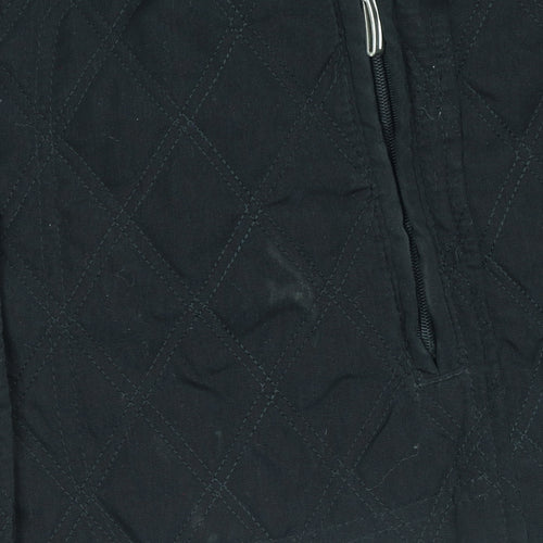 Portrait Womens Black Quilted Hooded Mid-Length Jacket Size 12