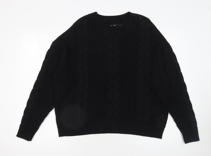 Vero Moda Women's Black Cable-Knit Acrylic Jumper XL