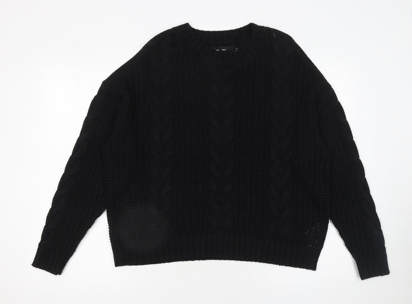 Vero Moda Women's Black Cable-Knit Acrylic Jumper XL