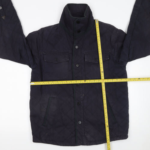 Reiss 1971 Men's Blue Quilted Cotton Jacket L Stand-Up Collar