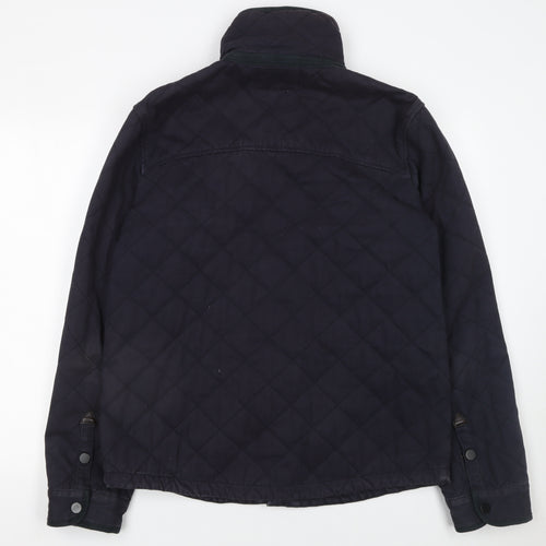 Reiss 1971 Men's Blue Quilted Cotton Jacket L Stand-Up Collar
