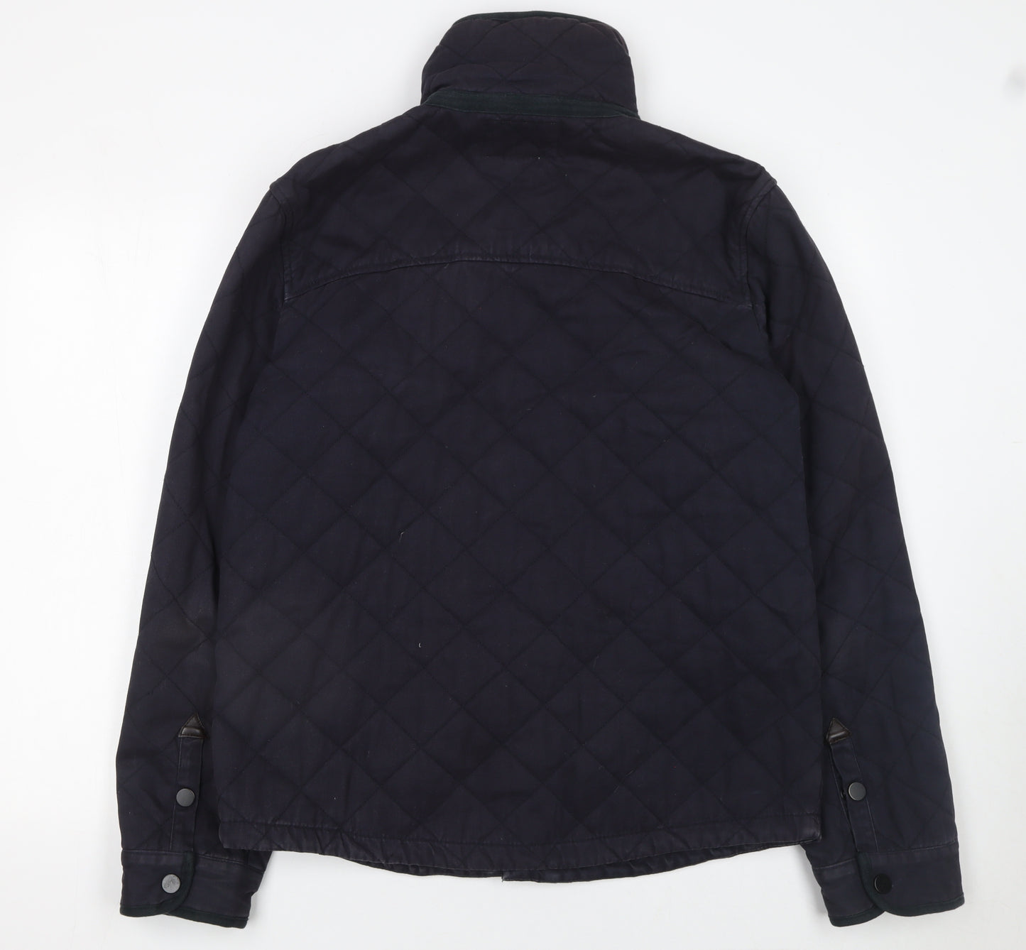 Reiss 1971 Men's Blue Quilted Cotton Jacket L Stand-Up Collar