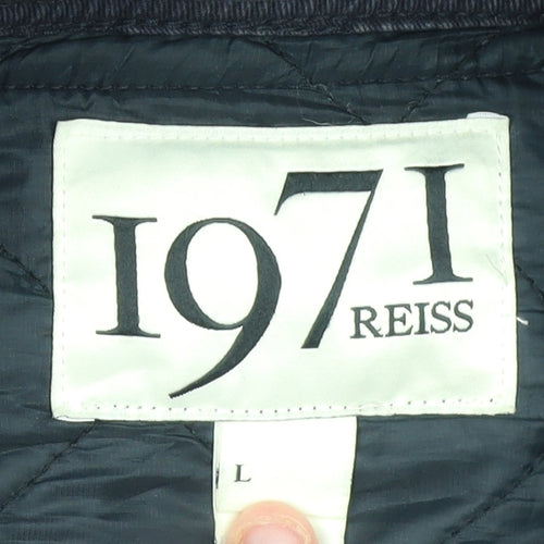 Reiss 1971 Men's Blue Quilted Cotton Jacket L Stand-Up Collar