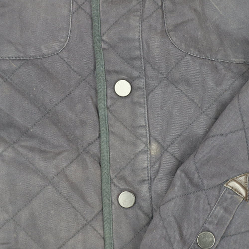 Reiss 1971 Men's Blue Quilted Cotton Jacket L Stand-Up Collar