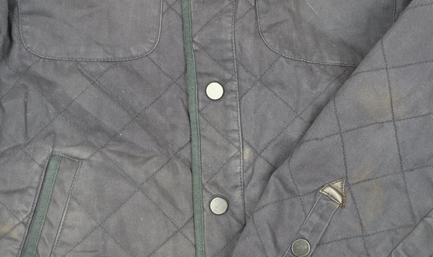 Reiss 1971 Men's Blue Quilted Cotton Jacket L Stand-Up Collar
