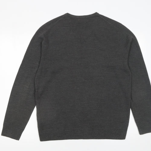 F&F Men's Grey Acrylic V-Neck Pullover Jumper Size L