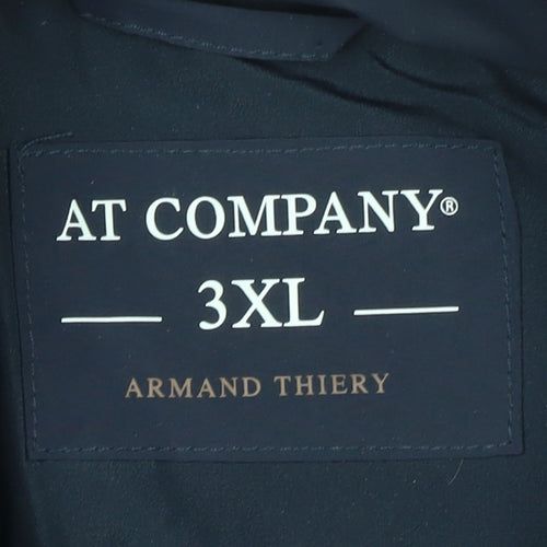 Armand Thiery Men's Blue 3XL Puffer Jacket with Brown Trim
