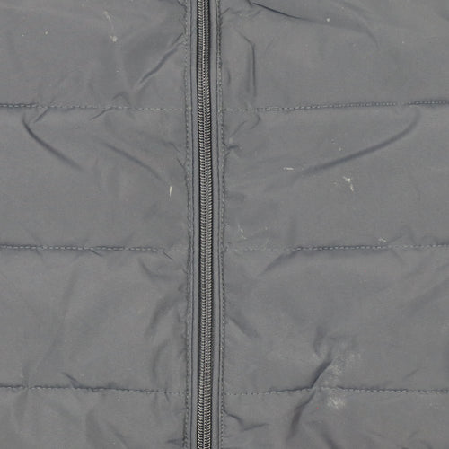 Armand Thiery Men's Blue 3XL Puffer Jacket with Brown Trim