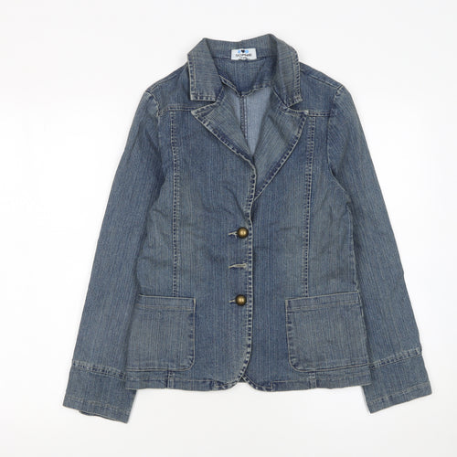 Sophie Girls Blue Denim Basic Jacket 14 Years Collared Button Casual