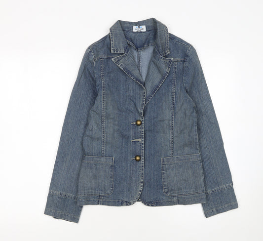 Sophie Girls Blue Denim Basic Jacket 14 Years Collared Button Casual