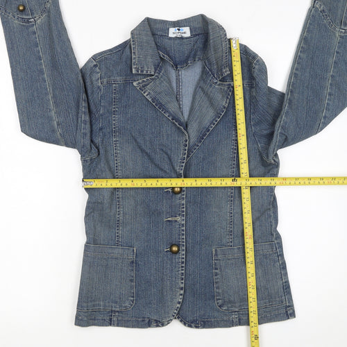 Sophie Girls Blue Denim Basic Jacket 14 Years Collared Button Casual